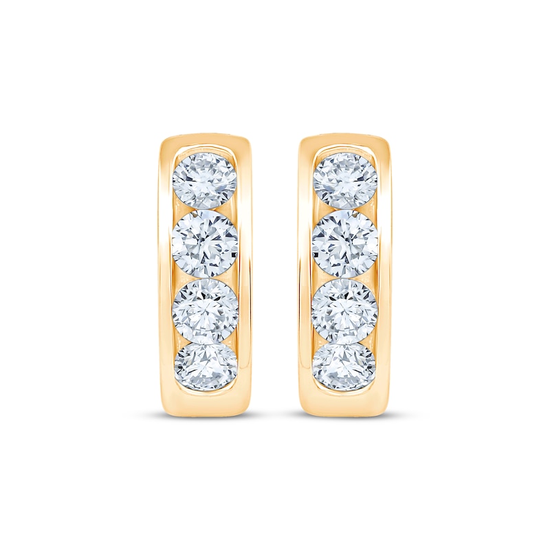 Main Image 2 of KAY Lab-Grown Diamonds Channel-Set Hoop Earrings 1 ct tw 10K Yellow Gold
