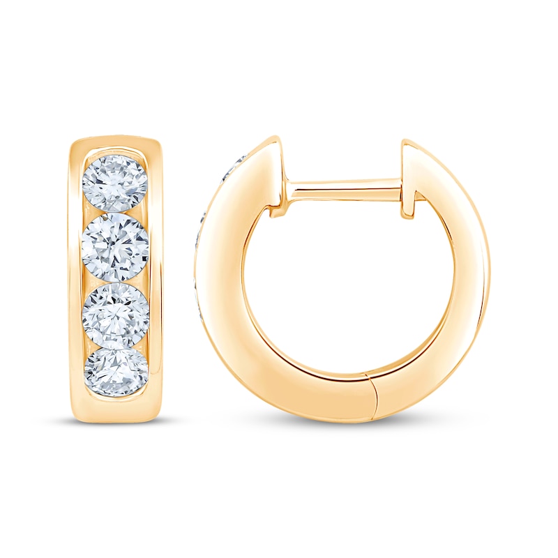 Main Image 3 of KAY Lab-Grown Diamonds Channel-Set Hoop Earrings 1 ct tw 10K Yellow Gold