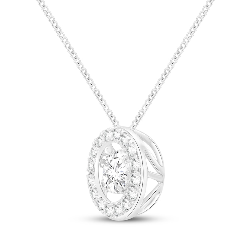 Main Image 2 of Unstoppable Love Lab-Grown Diamond Halo Necklace 2-1/2 ct tw 14K White Gold 19"