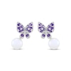 Thumbnail Image 2 of Button Cultured Pearl & Natural Amethyst Butterfly Earrings Sterling Silver