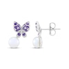 Thumbnail Image 3 of Button Cultured Pearl & Natural Amethyst Butterfly Earrings Sterling Silver