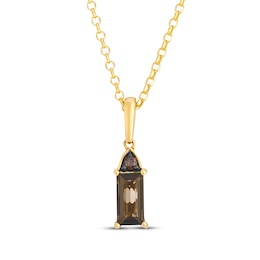 Le Vian Baguette-Cut Chocolate Quartz Necklace Diamond Accent 14K Honey Gold 19"