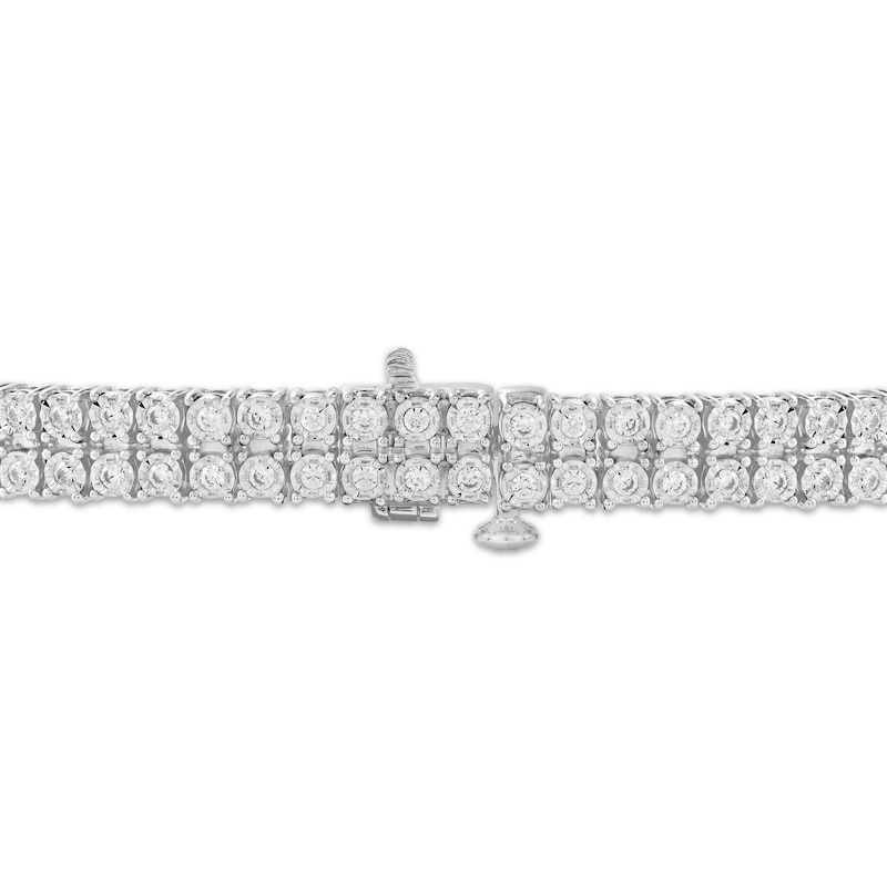 Main Image 2 of Men's Diamond Double-Row Tennis Bracelet 2 ct tw Sterling Silver 8.5"