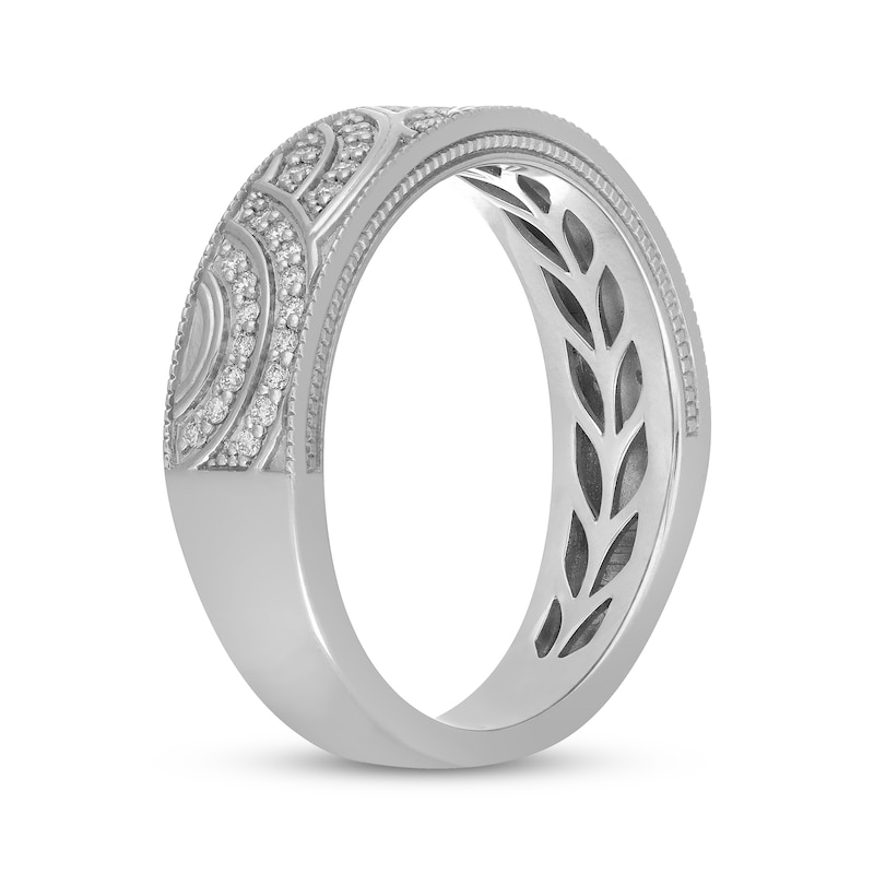 Main Image 2 of Neil Lane Men's Diamond Patterned Wedding Band 1/4 ct tw 14K White Gold 7mm