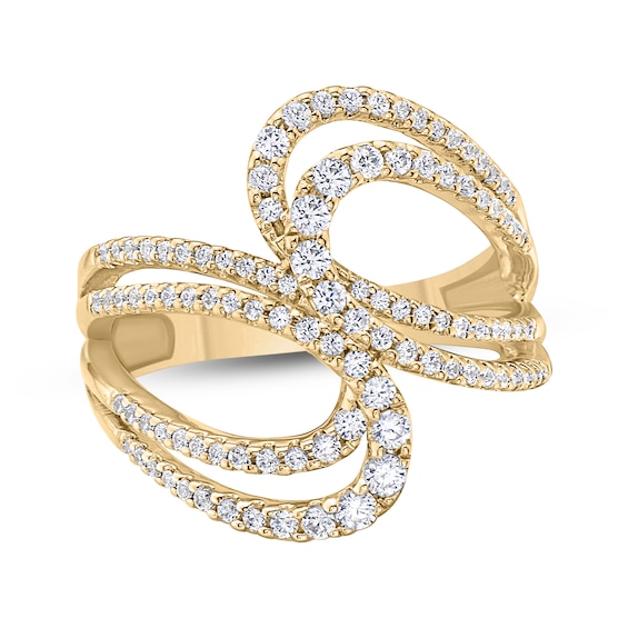Diamond Bypass Open Loop Fashion Ring 3/4 ct tw 10K Yellow Gold