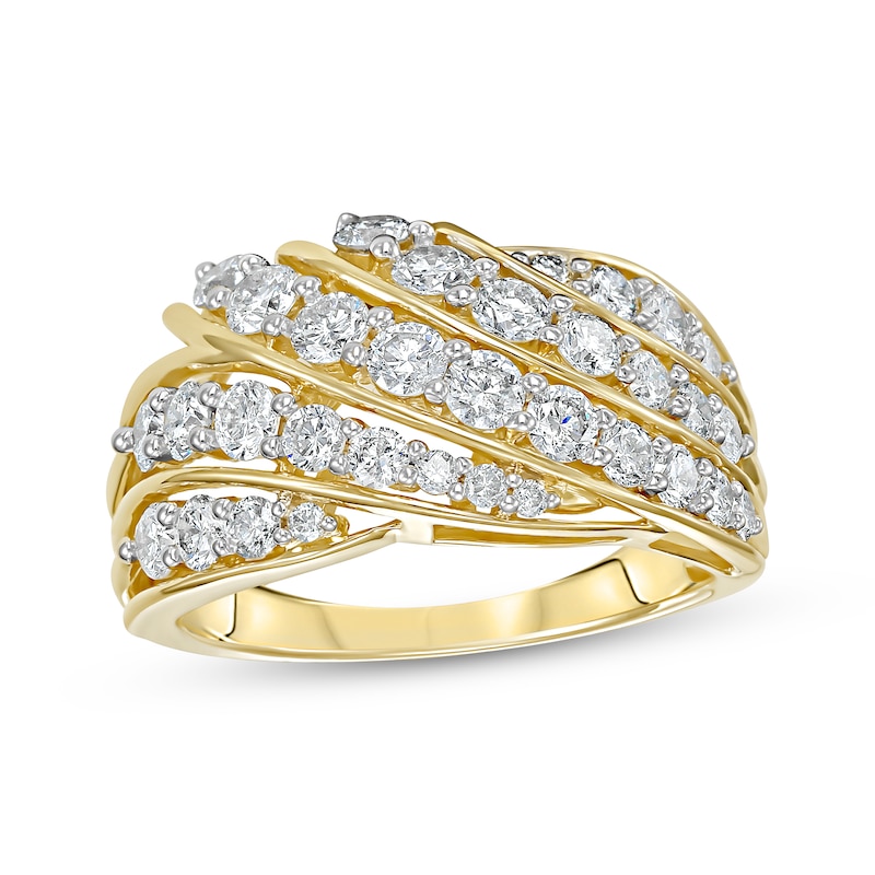Main Image 1 of Diamond Multi-Row Curve Fashion Ring 1-1/2 ct tw 10K Yellow Gold
