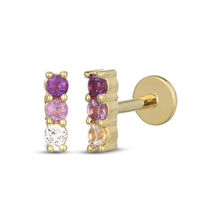 STUDIO BY KAY Amethyst & White Lab-Created Sapphire Ombré Bar Earrings 24K Yellow Gold Vermeil Sterling Silver