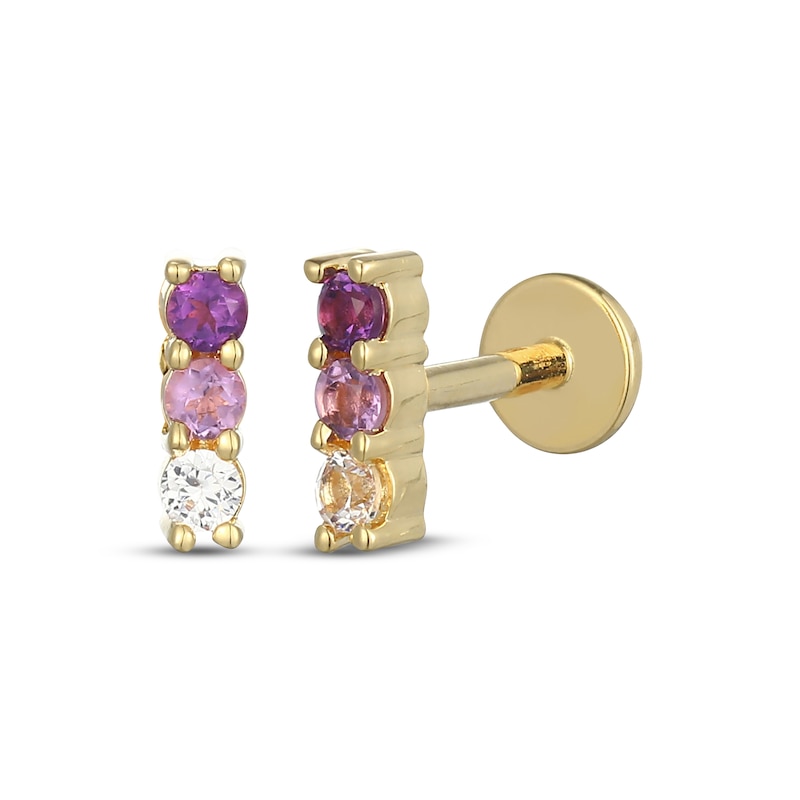 Main Image 1 of STUDIO BY KAY Amethyst & White Lab-Created Sapphire Ombré Bar Earrings 24K Yellow Gold Vermeil Sterling Silver