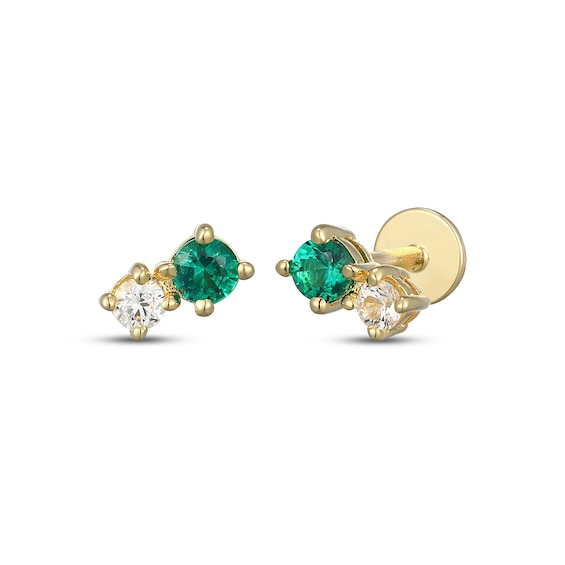 STUDIO BY KAY Lab-Created Emerald & White Lab-Created Sapphire Stud Earrings 24K Yellow Gold Vermeil Sterling Silver