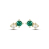 Thumbnail Image 2 of STUDIO BY KAY Lab-Created Emerald & White Lab-Created Sapphire Stud Earrings 24K Yellow Gold Vermeil Sterling Silver