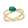 Thumbnail Image 1 of STUDIO BY KAY Pear-Shaped Lab-Created Emerald & White Lab-Created Sapphire Orbit Ring 24K Yellow Gold Vermeil Sterling Silver