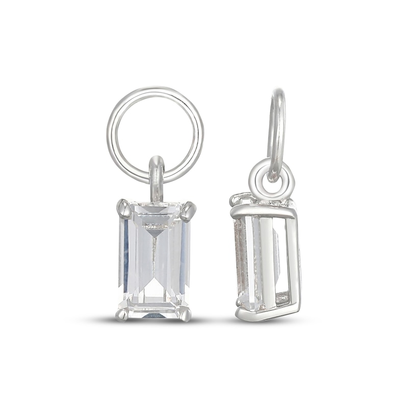 Main Image 3 of Baguette-Cut White Lab-Created Sapphire Earring Charms Sterling Silver