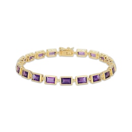 STUDIO BY KAY Baguette-Cut Amethyst Bracelet 24K Yellow Gold Vermeil Sterling Silver 7.25"