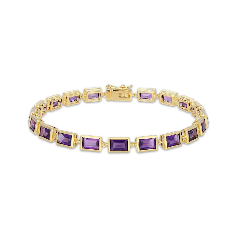 Main Image 1 of STUDIO BY KAY Baguette-Cut Amethyst Bracelet 24K Yellow Gold Vermeil Sterling Silver 7.25"