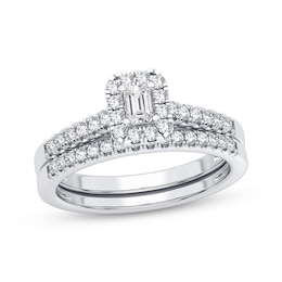 Now + Forever Diamond Bridal Set 1/2 ct tw Emerald & Round-cut 10K White Gold