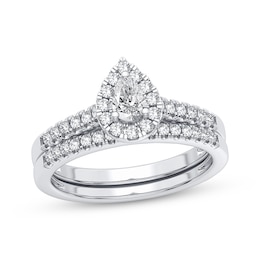Now + Forever Diamond Bridal Set 1/2 ct tw Pear & Round-cut 10K White Gold