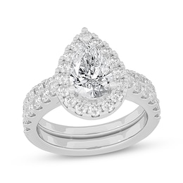 Now + Forever Lab-Grown Diamonds Pear-Shaped Bridal Set 3 ct tw 14K White Gold