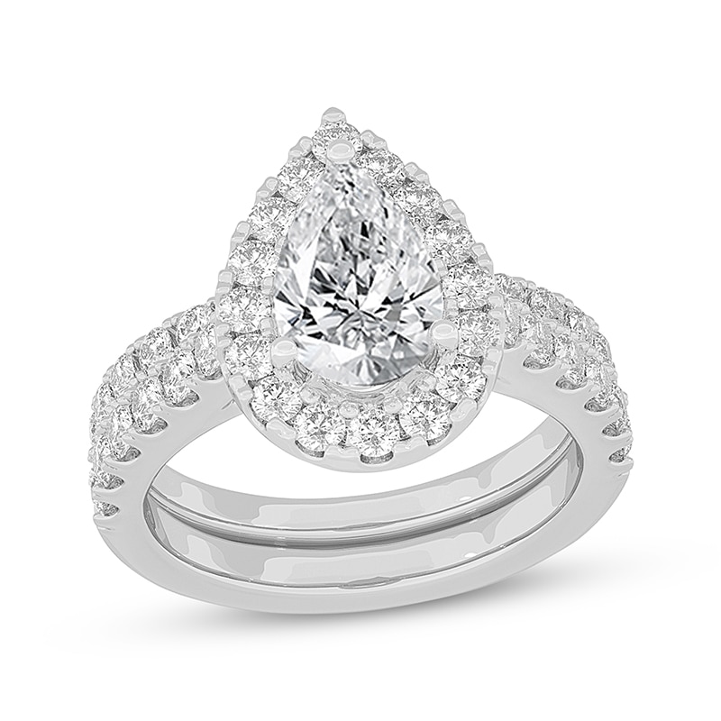 Main Image 1 of Now + Forever Lab-Grown Diamonds Pear-Shaped Bridal Set 3 ct tw 14K White Gold