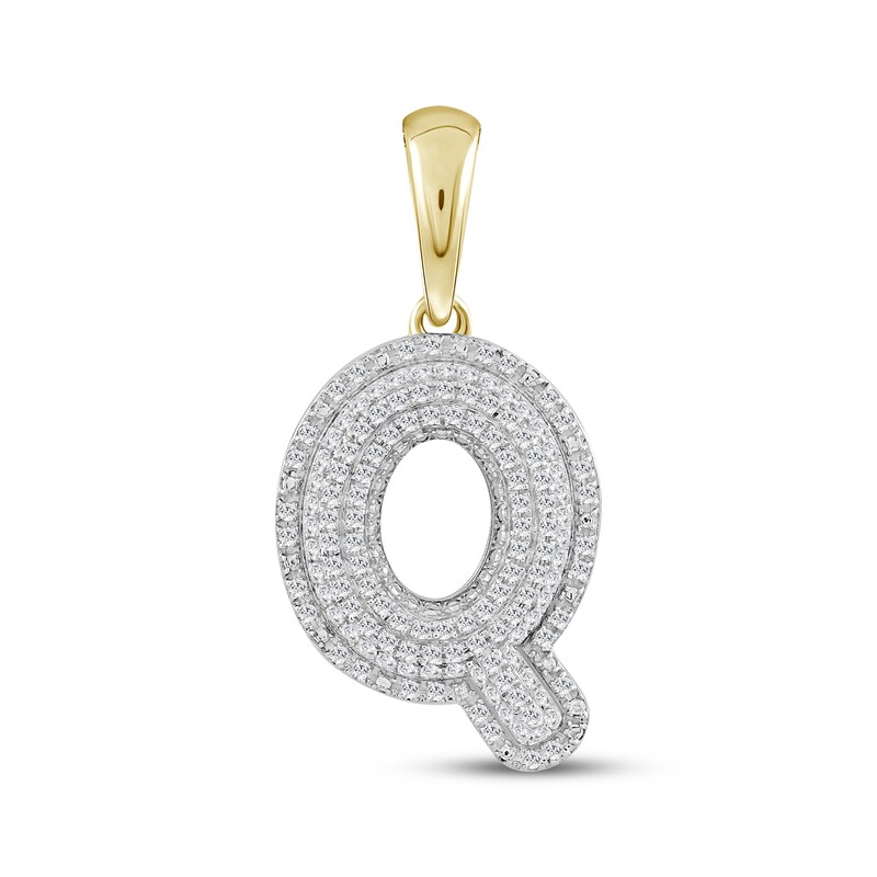 Main Image 1 of Diamond Puff Letter Q Initial Charm 1/3 ct tw 10K Yellow Gold