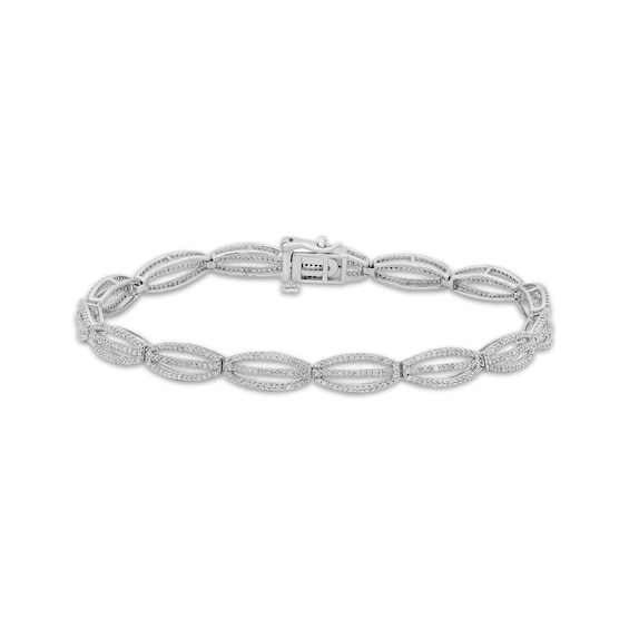 Diamond Boat Link Bracelet 1 ct tw 10K White Gold 7.25"