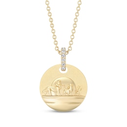 Disney Treasures The Lion King Lab-Grown Diamond Necklace 1/20 ct tw 24K Yellow Gold Vermeil Sterling Silver 19"
