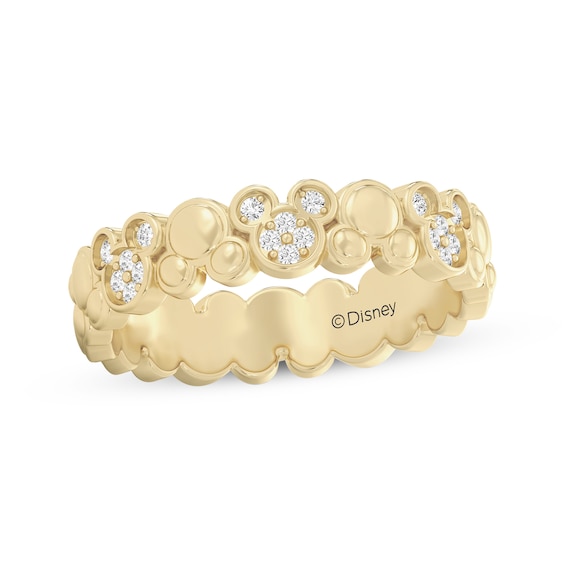 Disney Treasures Mickey Mouse Lab-Grown Diamond Ring 1/10 ct tw 24K Yellow Gold Vermeil Sterling Silver