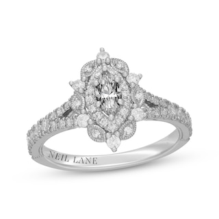 Neil Lane Marquise-Cut Diamond Double Halo Engagement Ring 7/8 ct tw 14K White Gold