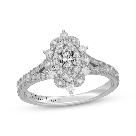 Neil Lane Marquise-Cut Diamond Double Halo Engagement Ring 7/8 ct tw 14K White Gold