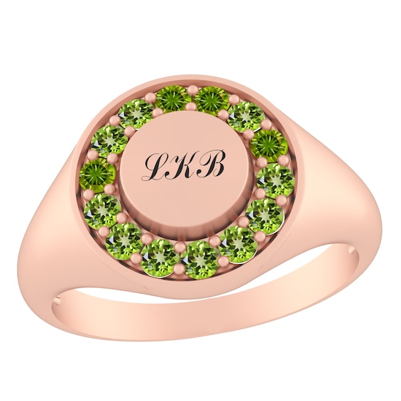 Birthstone Signet Ring (1 Stone and Line)