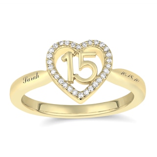 1/10 ct tw Diamond Quinceanera Heart Ring (2 Lines)