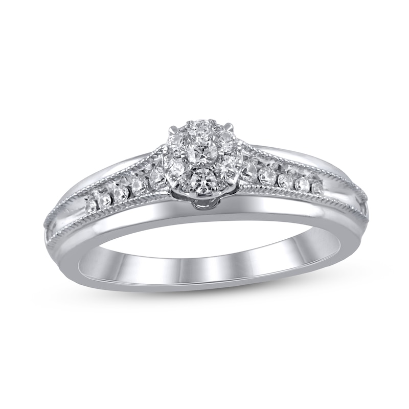Diamond Engagement Ring 1/4 ct tw 10K White Gold with 360