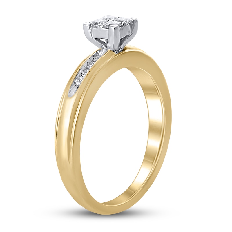 Diamond Engagement Ring 1/4 ct tw Princess/Round-cut 10K Two-tone Gold