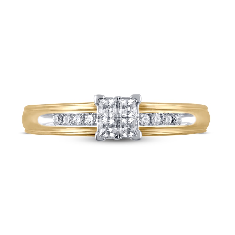 Diamond Engagement Ring 1/4 ct tw Princess/Round-cut 10K Two-tone Gold