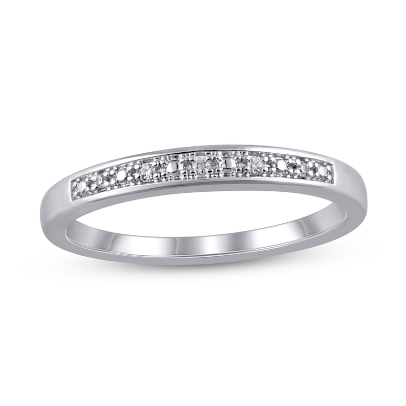 Main Image 1 of Now + Forever Diamond Wedding Band Diamond Accents 10K White Gold