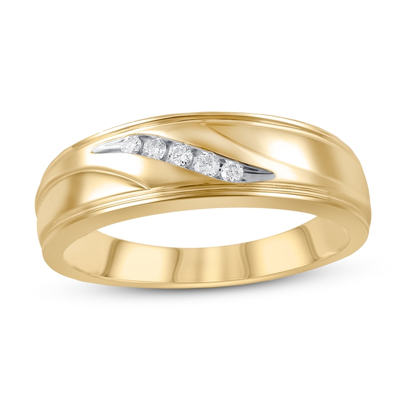 Main Image 1 of Now + Forever Men's Diamond Wedding Band 1/10 ct tw 10K Yellow Gold
