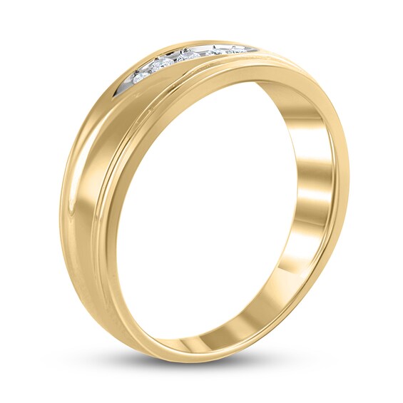 Men's Diamond Wedding Band 1/10 ct tw 10K Yellow Gold Mens Bands