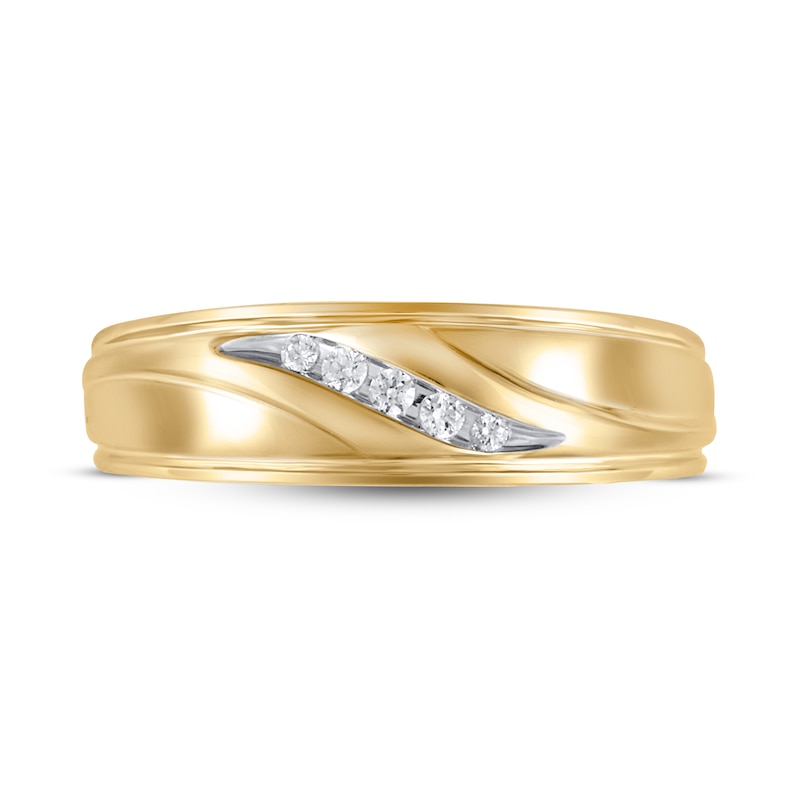 Main Image 3 of Now + Forever Men's Diamond Wedding Band 1/10 ct tw 10K Yellow Gold