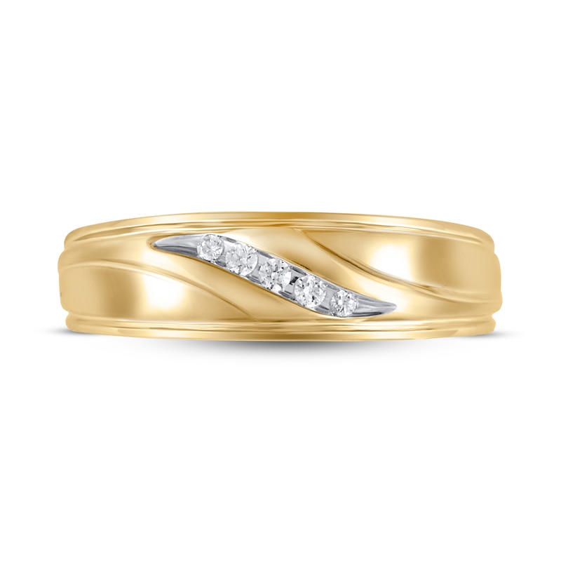 Men's Diamond Wedding Band 1/10 ct tw 10K Yellow Gold