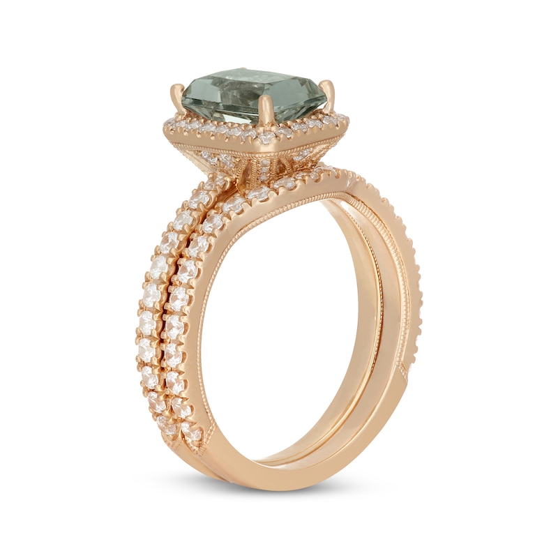 Main Image 2 of Neil Lane Emerald-Cut Green Quartz Bridal Set 1 ct tw Diamonds 14K Yellow Gold