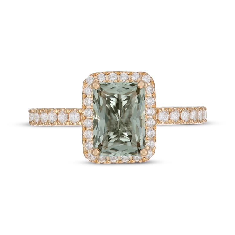 Main Image 6 of Neil Lane Radiant-Cut Green Quartz & Diamond Engagement Ring 5/8 ct tw 14K Yellow Gold