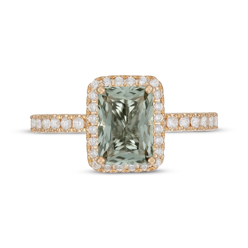 Neil Lane Radiant-Cut Green Quartz & Diamond Engagement Ring 5/8 ct tw 14K Yellow Gold