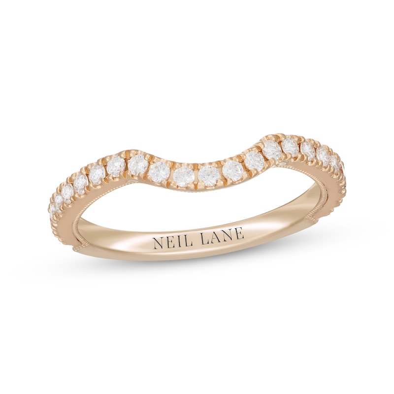 Main Image 7 of Neil Lane Round-Cut Diamond Curved Wedding Band 3/8 ct tw 14K Yellow Gold