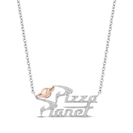 Disney Treasures Toy Story Diamond &quot;Pizza Planet&quot; Necklace 1/6 ct tw Sterling Silver & 10K Rose Gold 18&quot;