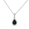 Black & White Multi-Diamond Teardrop Necklace 1/5 ct tw Sterling Silver 18”