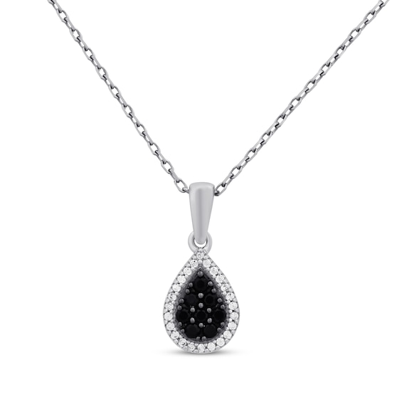 Kay Black & White Multi-Diamond Teardrop Necklace 1/5 ct tw Sterling Silver 18Ã¢â¬