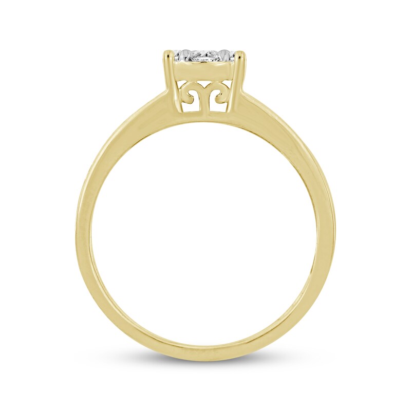 Main Image 3 of Now + Forever Multi-Diamond Center Engagement Ring 1/2 ct tw Round-cut 14K Yellow Gold