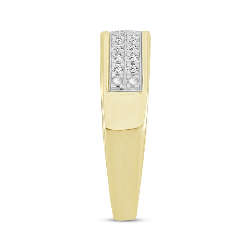 Main Image 2 of Now + Forever Men’s Double-Row Diamond Wedding Band 1/3 ct tw Round-cut 14K Yellow Gold