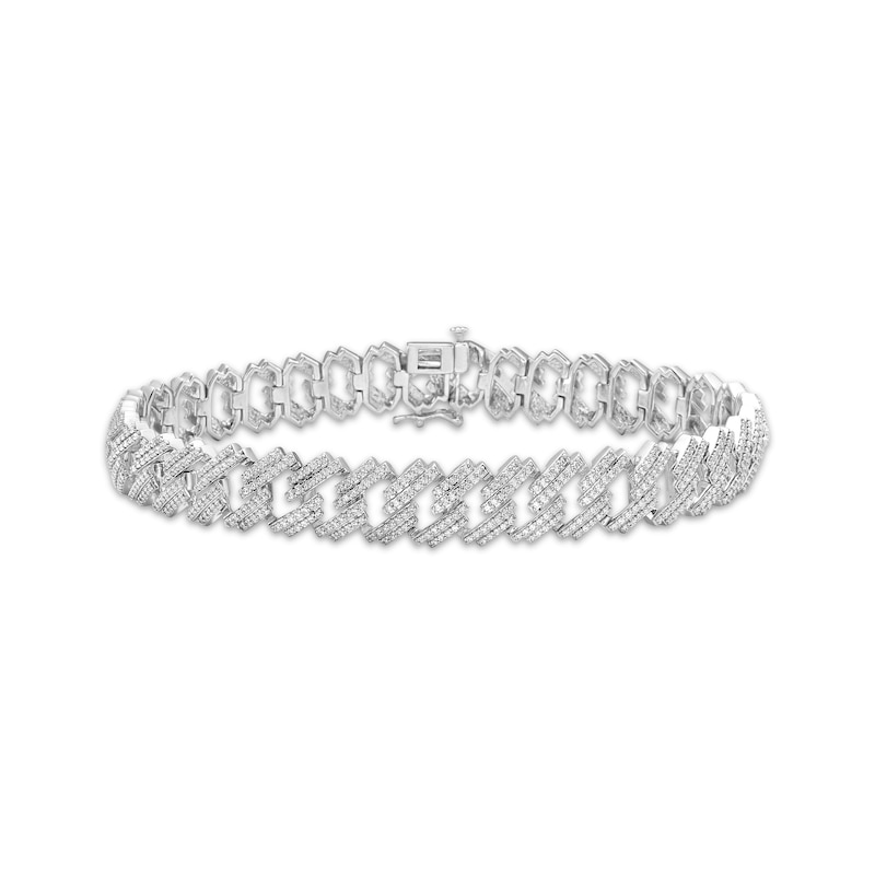 Main Image 1 of Men's Diamond Angled Curb Bracelet 8.5"