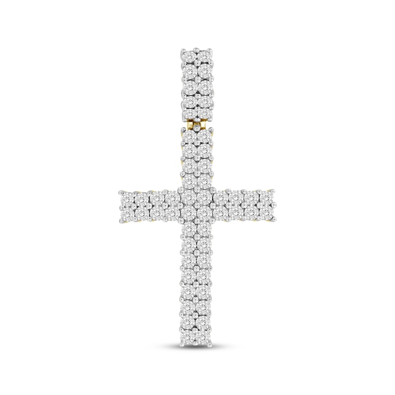 Main Image 1 of Men's Diamond Cross Charm 1-1/2 ct tw 10K Yellow Gold & White Rhodium Plate