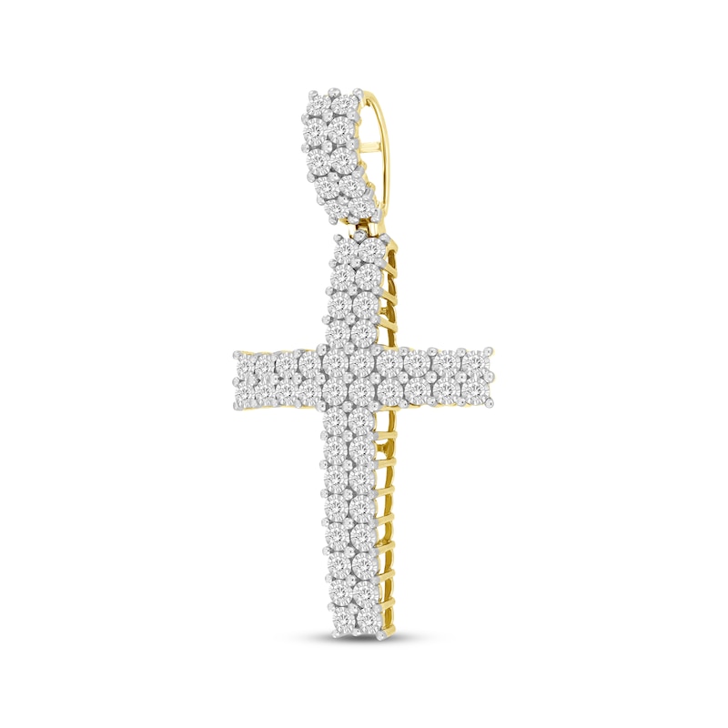 Main Image 2 of Men's Diamond Cross Charm 1-1/2 ct tw 10K Yellow Gold & White Rhodium Plate